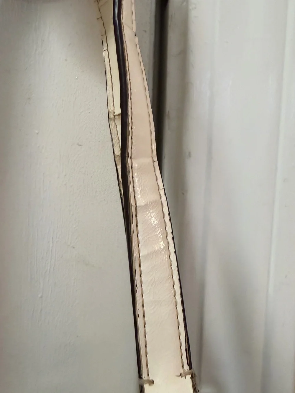Coach Signature Canvas Beige Tote Bag with Ivory Trim handles are cracked!